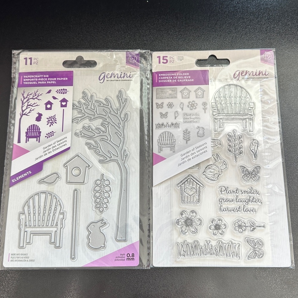 New Gemini Crafters Companion GARDEN OF SEASONS Die & Cling Stamp Set Bunny Bird